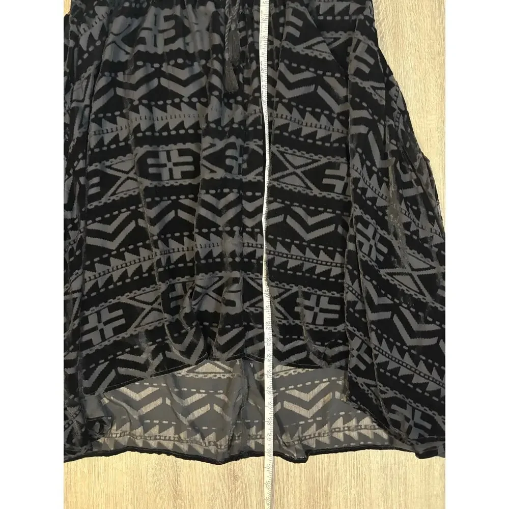 Ralph Lauren Velvet Burnout Aztec Southwest Hi-low Midi Skirt‎ XL Asymmetrical